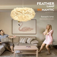 modern creative feather pendant light home decor led hanglamp princess kid living room bedroom lustre wedding lighting fixture