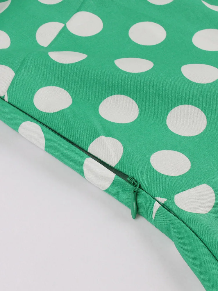 Женское винтажное платье в горошек Tonval зеленое платье-миди с коротким рукавом и