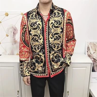 spring mens clothing hawaiian luxury chemise homme retro floral male long sleeve print dress slim fit party oversized shirts xxl