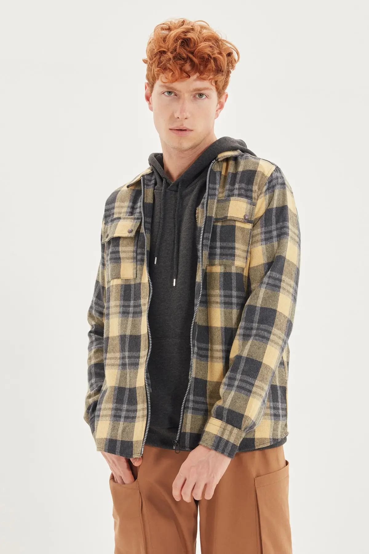 

Trendyol Men 'S Regular Fit Double Pocket Clamshell Lumberjack Plaid Overshirt Shirt TMNAW22GO0098