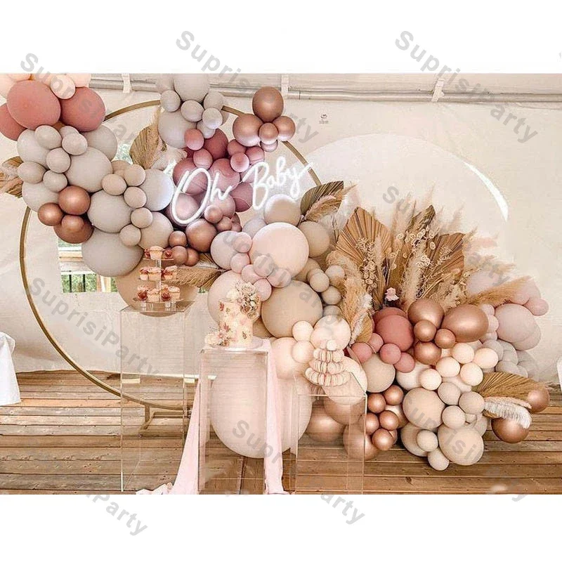 

Doubled Dust Pink Boho Balloons Garland Wedding Engagement Decoration Chrome Rose Gold Nude Ballon Arch Global Birthday Decor