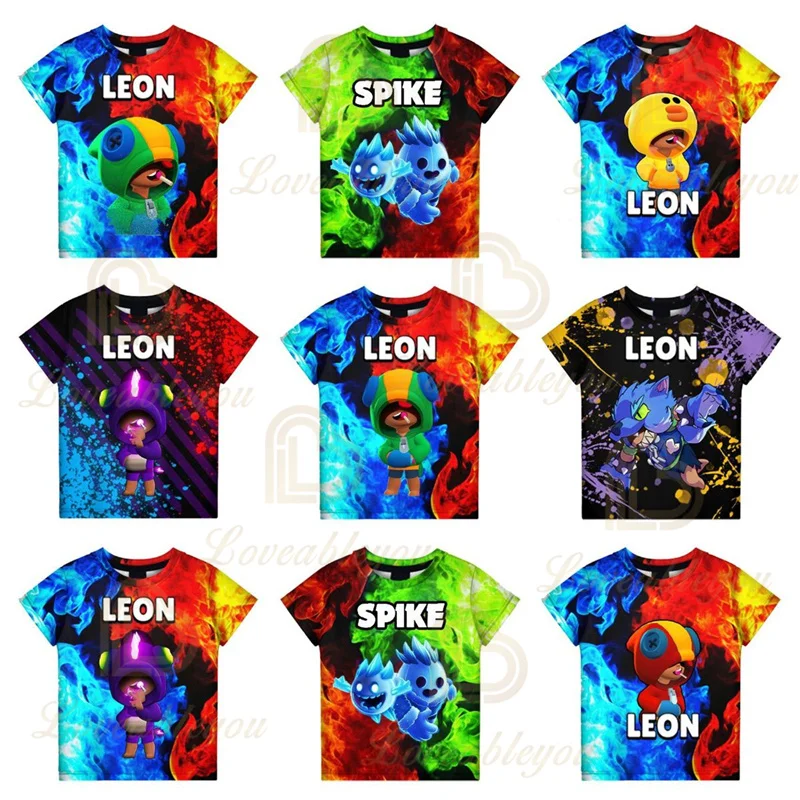 

Shark Leon Crow Tshirt Kids 3D Print Shooter Heroes Costume T Shirt Short Sleeve New 2022 Cartoon Game Tops Tee