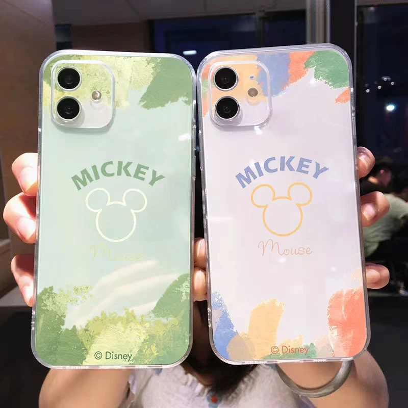 

Painting Mickey Mouse Logo For Apple iPhone 13 12 11 Pro Mini X XR XS Max SE 6 6S 7 8 Plus Clear Phone Case Carcasa