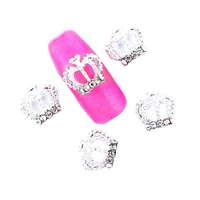 10pcs crown 3d nail art decorations jewelry metal large glitter rhinestones nails charm diamond for manicure decor luxury design