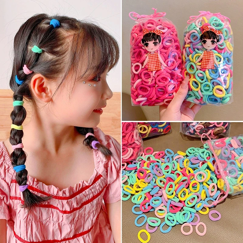 

50Pcs/Set Women Girls Colorful Nylon Elastic Hair Bands Ponytail Hold Hair Tie Rubber Bands Scrunchie Kids Hair Accessories
