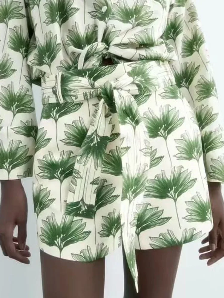 

Женские шорты с принтом Kumsvag, винтажные элегантные шорты для отпуска с эластичным поясом и завязкой-бантом, одежда для лета, 2022