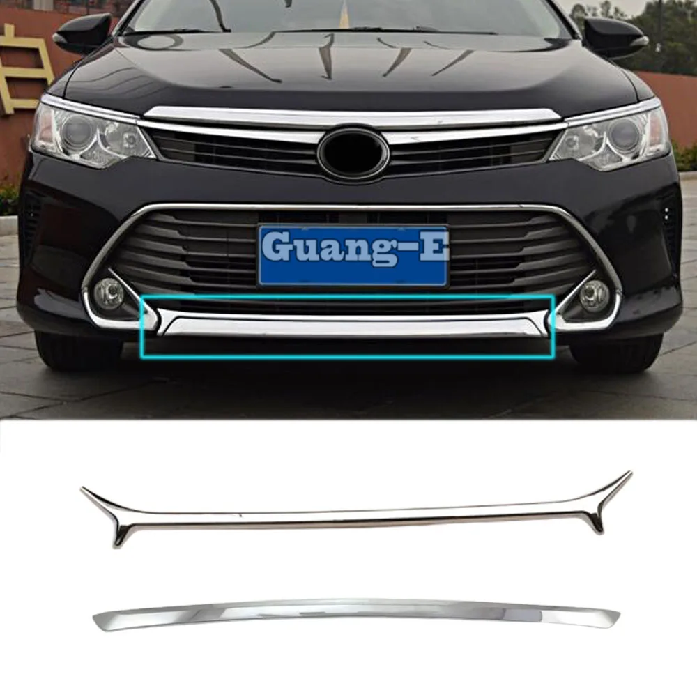 

For Toyota Camry 2015 2016 2017 Car Cover Bumper Engine ABS Chrome Trims Front Bottom Grid Grill Grille Edge Armrest Handrail