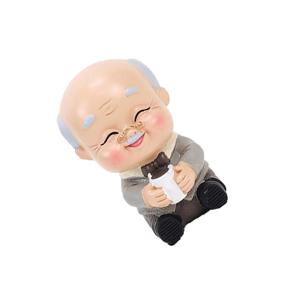 

Creative Elderly People Figurines Lovely Cake Figurine Ornament Car Resin Craft