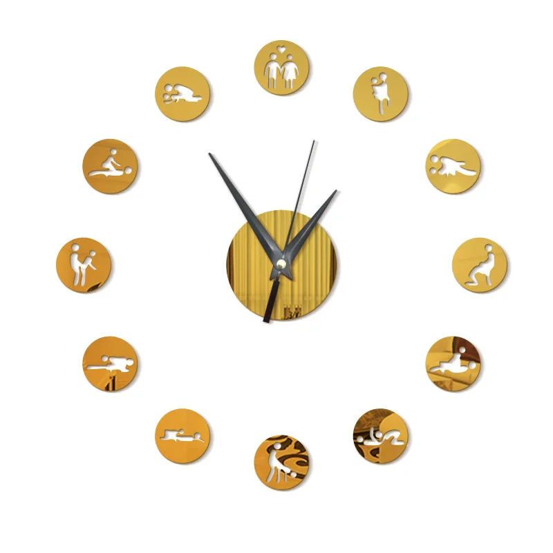 

Акриловые зеркальные часы Shiqi 070, домашние креативные настенные 3d-часы с кольцом, ограниченное количество для влюбленных, для гостиной, спал...