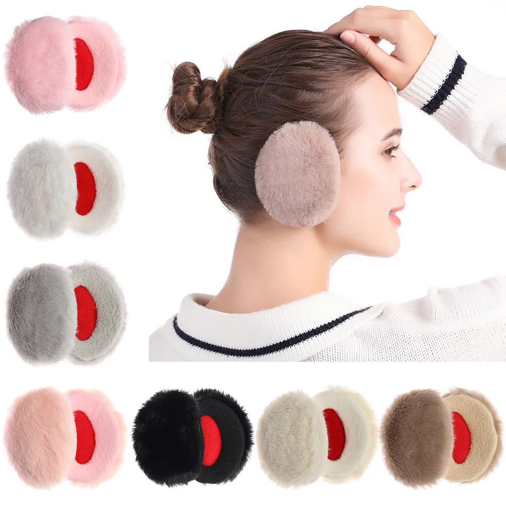 

1 Pair Fluffy Fleece Bandless Ear Muffs for Men Women Soft Thick Windproof Ear Cover Ear Warmers Winter Warm Ear Protection