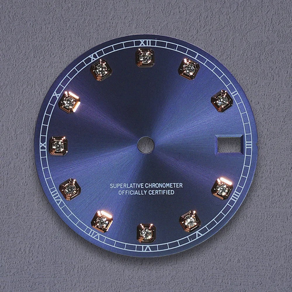Фото Nh35 Dial S Logo 28,5 мм Алмазный циферблат без светящегося подходит для механизмов NH35 NH36 Инструмент для ремонта аксессуаров для часов №4