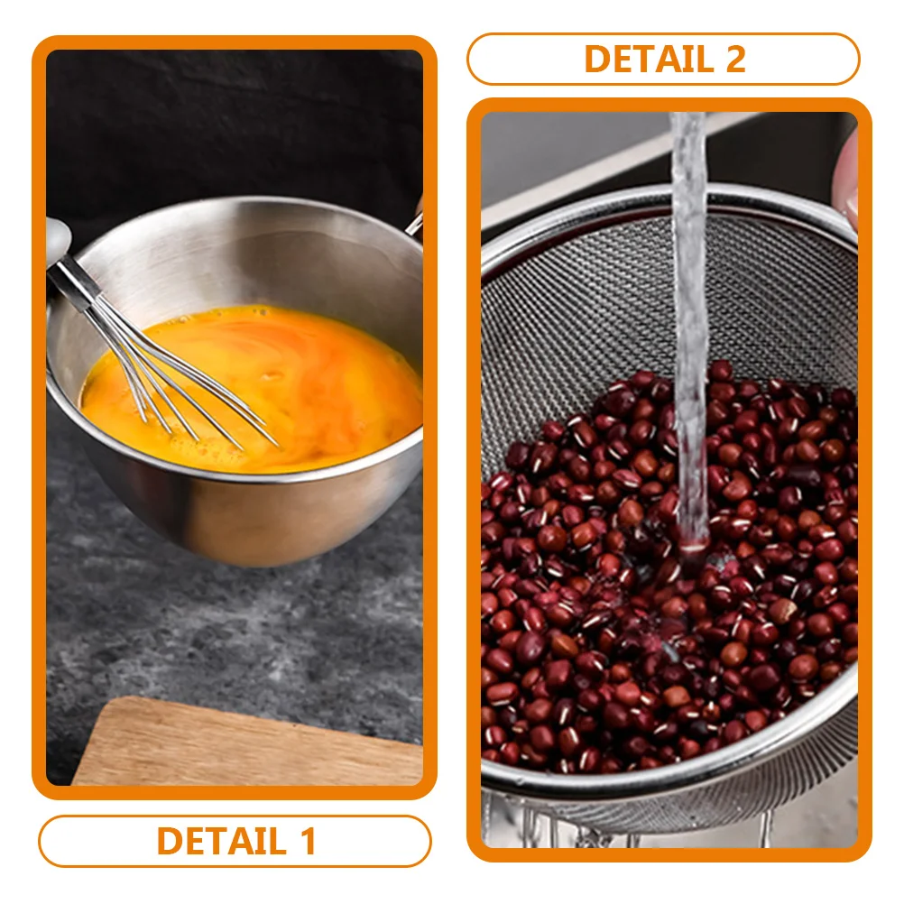 

1 Set Stainless Steel Colander Drainer Basket with Basin Rice Washing Bowl Metal Colander Sieve Sifter