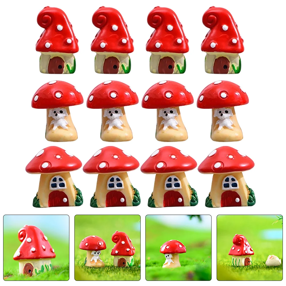 

Mushroom Mini Mushrooms Figurines Decor Garden Miniature House Bonsai Ornaments Fake Ornament Cake Resin Micro Statue