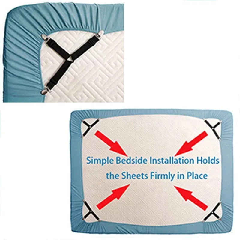 

4PCS Adjustable Bed Sheet Clips Cover Grippers Holder Mattress Duvet Blanket Fastener Straps Fixing Slip-Resistant Belt
