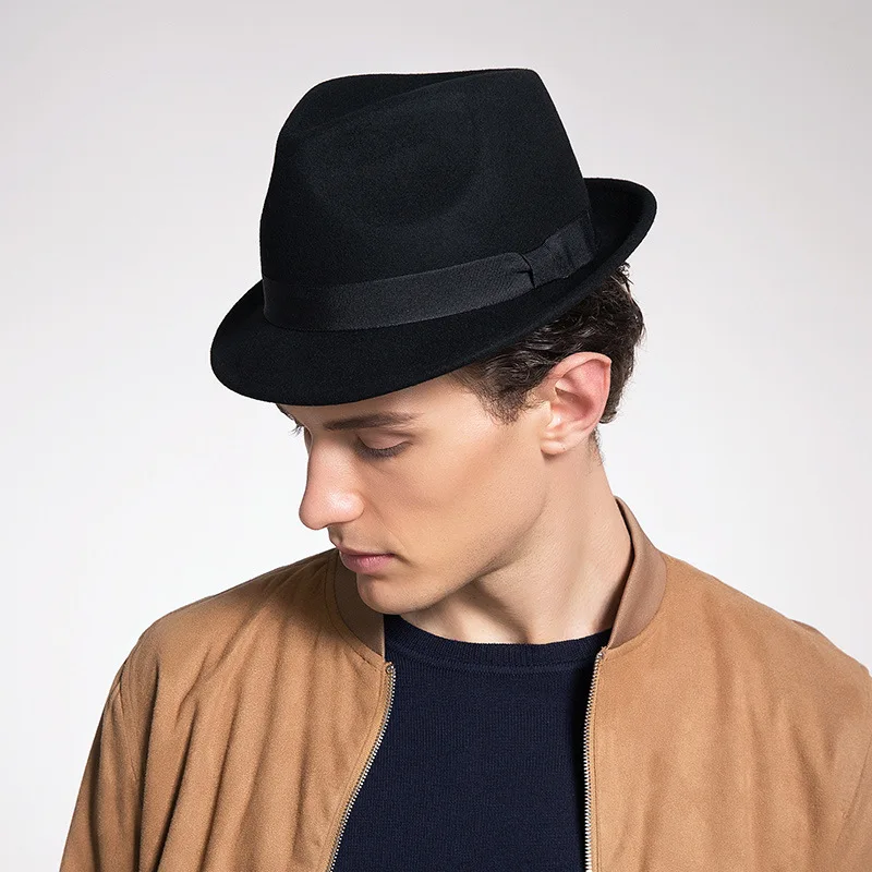 100% Wool Fedora Hat For Men With 