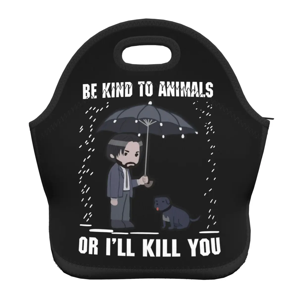 

John Wick Meme Insulated Lunch Bag for Women Kids Work School Keanu Reeves Resuable Thermal Cooler Neoprene Food Lunch Box