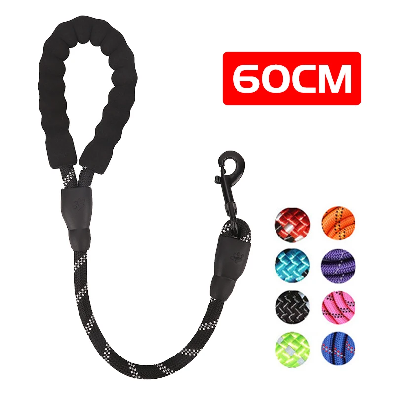 

60cm Short Dog Leash Reflective Explosion-proof Medium Big Large Walking Dogs Leash Soft Handle Strong Pet Lead Supplies Stuff