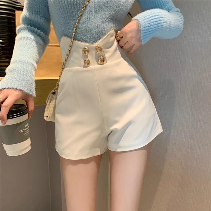 Women's Casual Shorts Y2k Fashion High Waisted Loose Solid Color Lrregular Design Kroean Version Straight Ladie Summer Pants