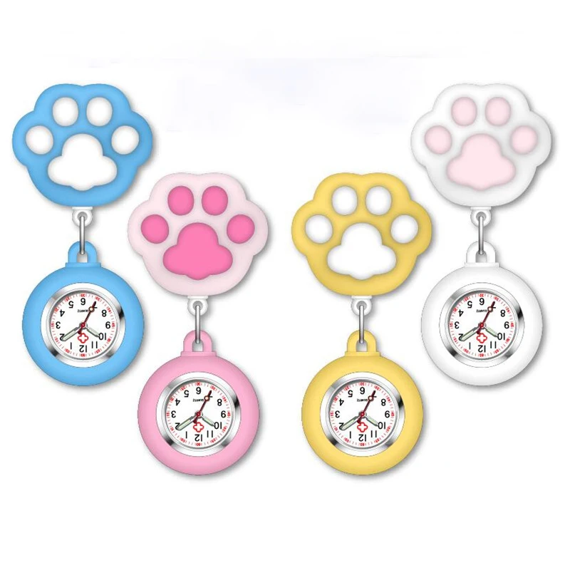 Dog Paw Nurse Watches Stretchable Nurse Hanging Watch Simple Hospital New Pocket Medical Watch Fashion Doctor Clocks