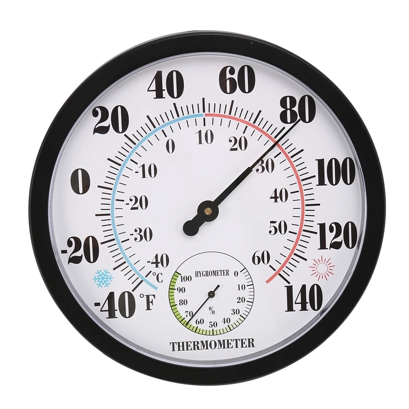 

10 Inch Indoor Outdoor No Battery Weather Thermometer Hygrometer Wall Hygrometer For Patio, Or Decorative