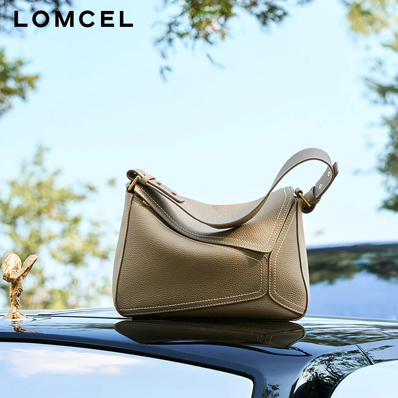 Фото LOMCEL 16 Новая женская сумка на одно плечо - геометрическая форма - женская сумка-подушка из натуральной кожи №4