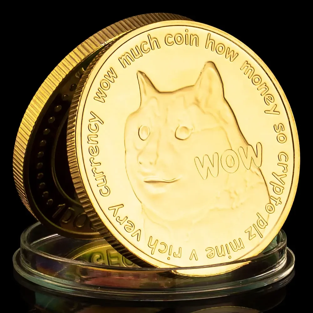 Памятные монеты Dogecoin с криптовалютой украшения для дома позолоченные Doge милым