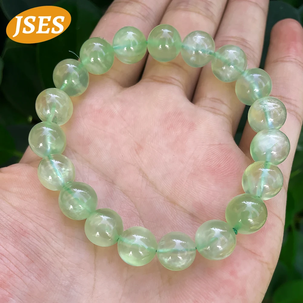 JSES AA натуральный пренит 8 9 10 мм браслет космические бусины из драгоценных камней