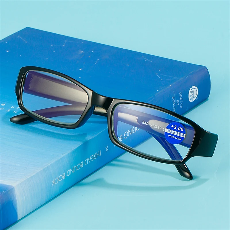 

KULEIXI 2022 Rectangular Anti-Blue Light Reading Glasses Men Black Frame 849