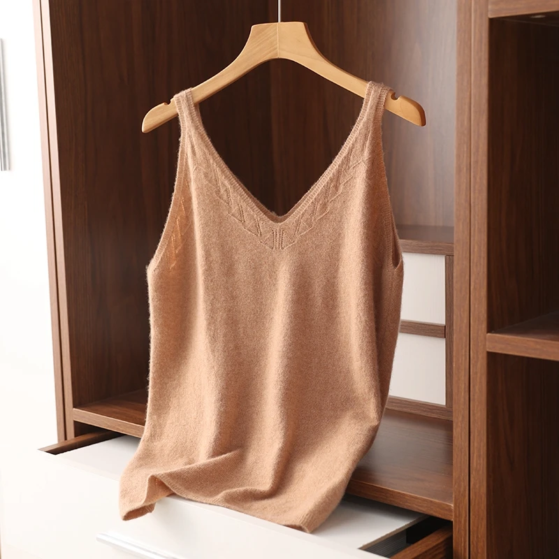 Жилет женский с V-образным вырезом мягкая трикотажная футболка без рукавов