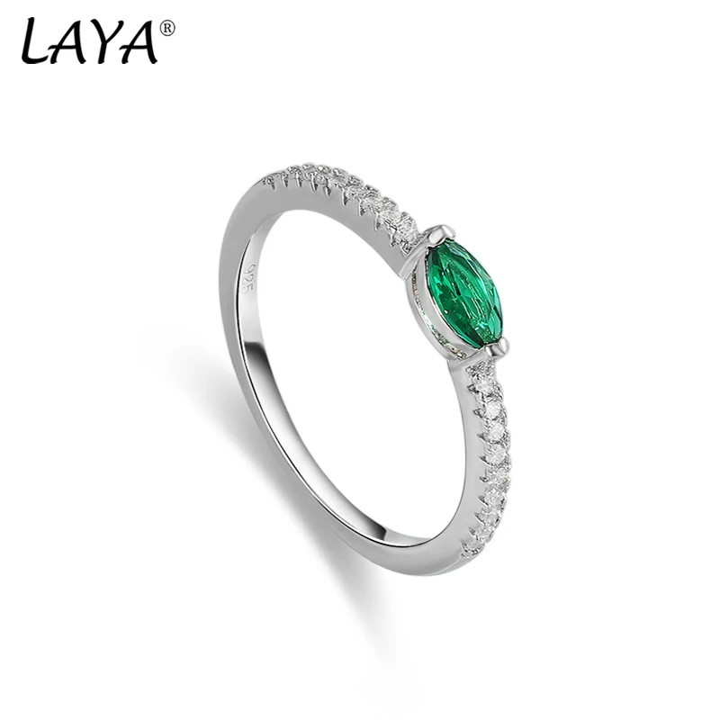 

LAYA 100% 925 Sterling Silver Shining Gemstone Natural Emerald Finger Rings For Women Wedding Engagement Luxury Fine Jewelry