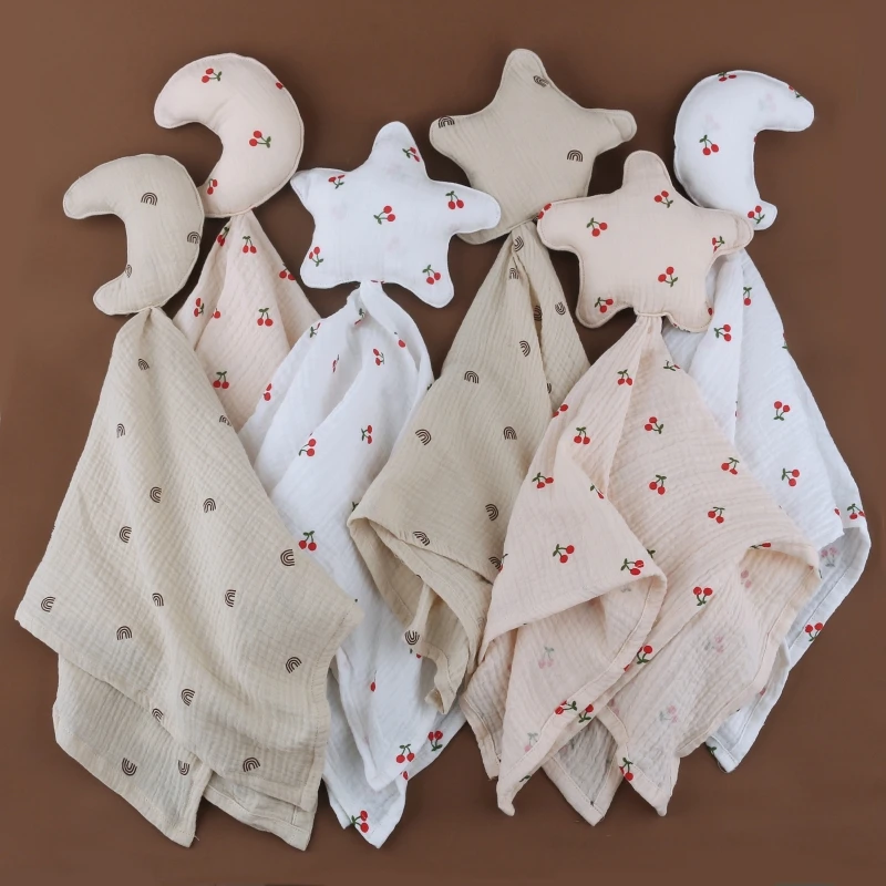 

Moon Star Baby Bib Cotton Sleeping Dolls Newborn Saliva Towel Soothe Appease Towel Toddlers Burp Cloth Handkerchief Gift 87HD