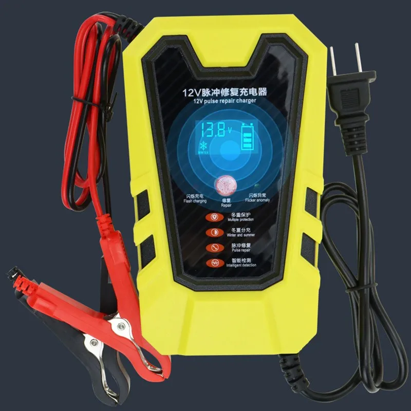 12V 6A Full Automatic Car Battery Charger Intelligent Fast Power Charging Pulse Repair Chargers Wet Dry Lead Acid LCD Display