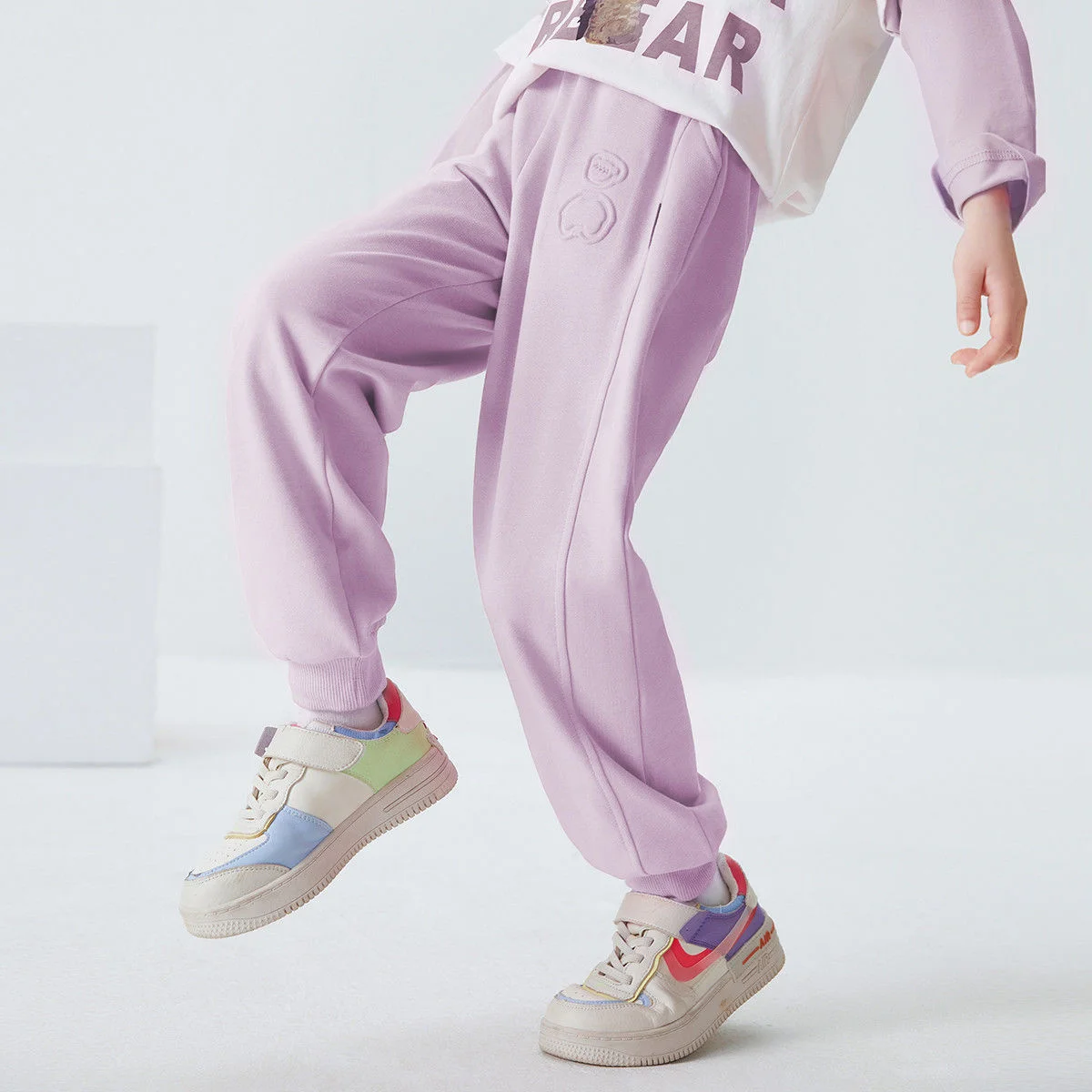 

Girls' Pants 2022 Spring New Children's Simple Solid Color Embossed Medium Large Children's Casual Pants