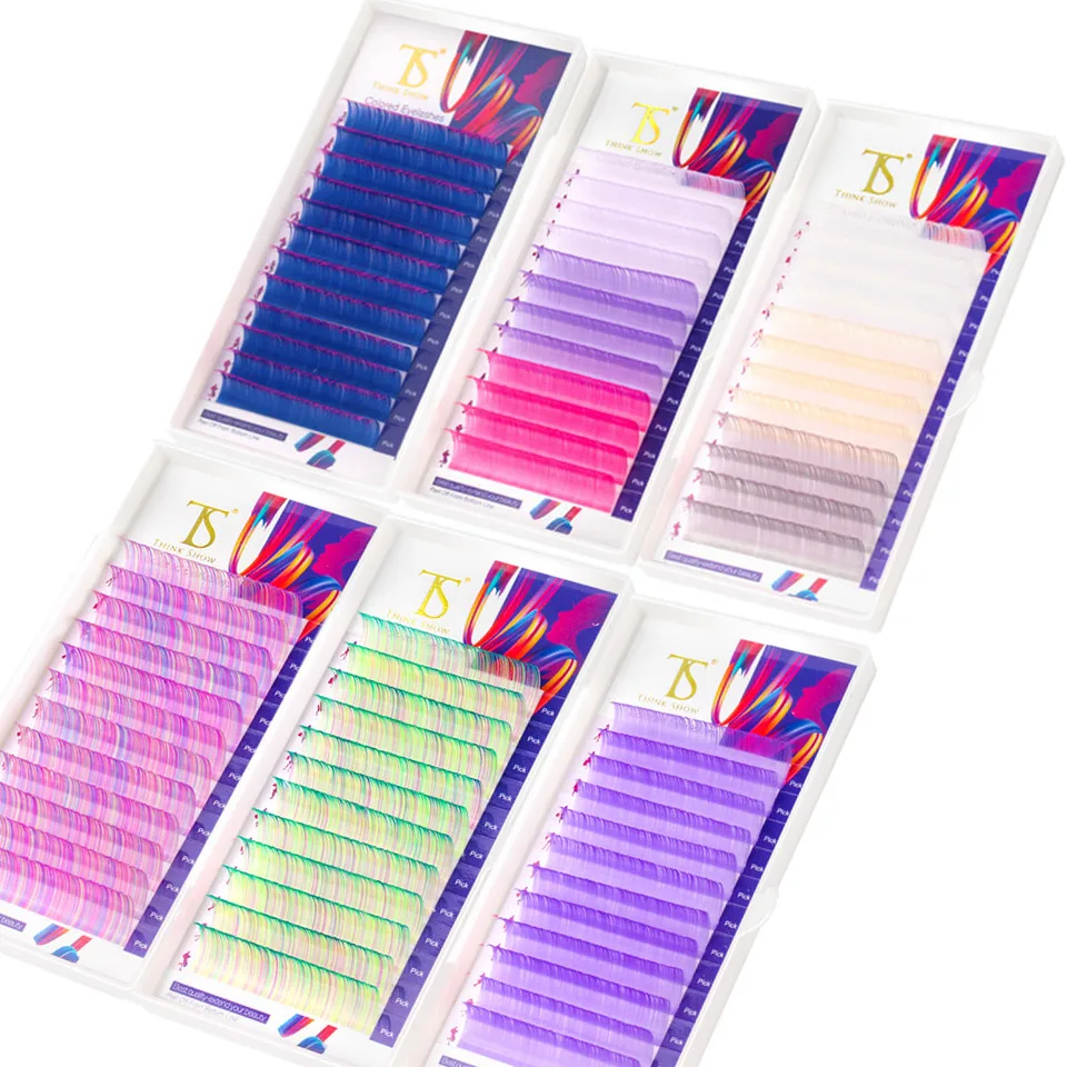 Individual Eyelash Extension Purple/green/ombre/rainbow Colors Eyelashes Fluorescent Mix Color Eye Lashes Makeup