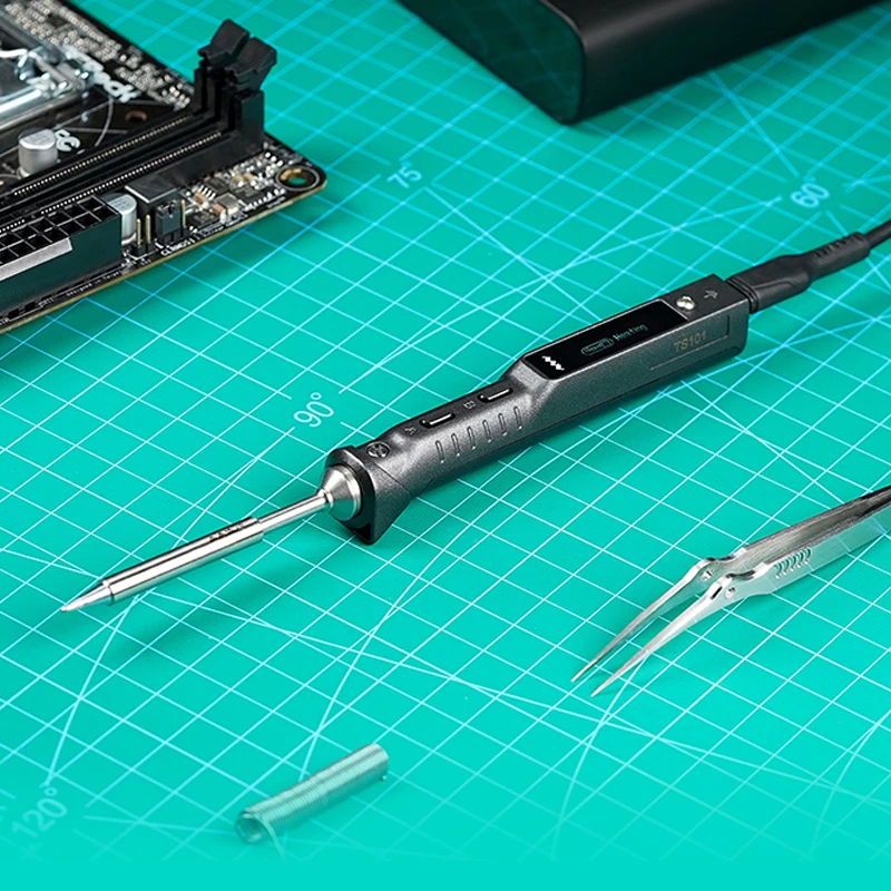 Miniware TS101 Soldering Iron Electric 65W Temperature Programmed LCD New Upgraded TS100 With Soldering Tip Set enlarge