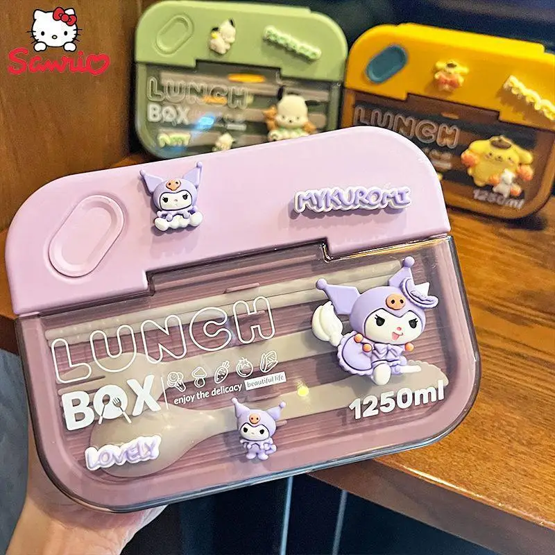 

Sanrio Kuromi Purin Dog Pochacco Lunch Box Microwaveable Office Worker Tableware Grid Seal Portable Lunch Box Girlfriend Gift