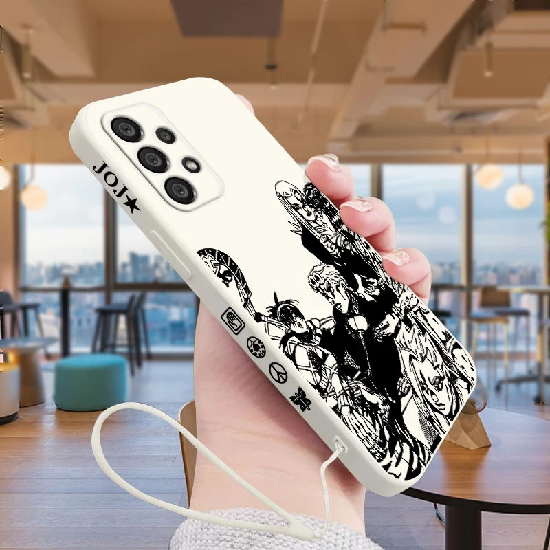 

JoJo's Bizarre Adventure For Samsung A73 A53 A33 A52 A32 A71 A51 A21S A03S A50 A30 5G Phone Case Liquid Left Rope Cover