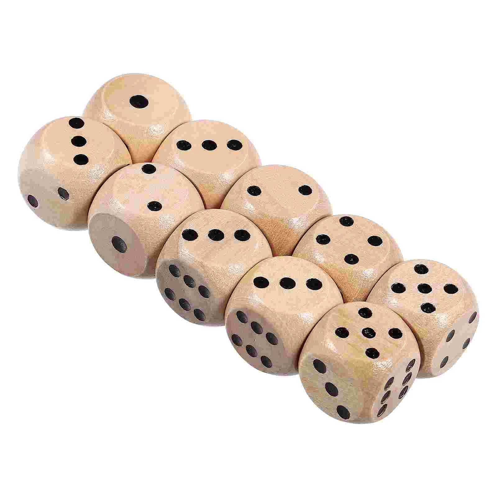 

10pcs Wooden Dice 6 Sided Game Dice Set D6 Wood Dice Mini Dices Table Dice Game Props (16mm)