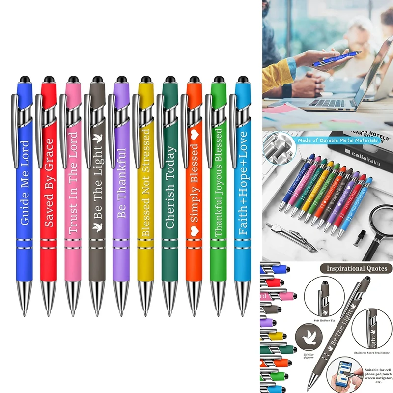 

1Set Ballpoint Pens Office Inspirational Quotes Snarky Screen Touch Stylus Pen , A