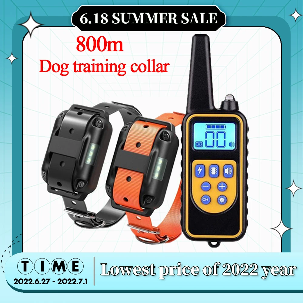 

800m Electric Dog Training Collar Waterproof Pet Remote Control Rechargeable training dog collar with Shock Vibration Sound