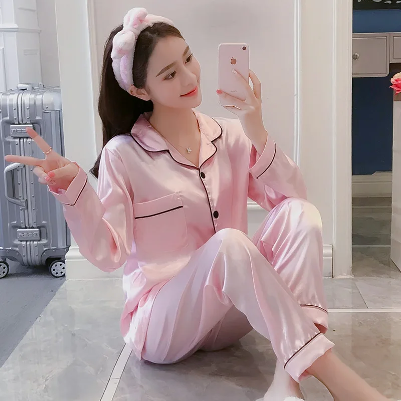 2022 Satin Silk Pajamas for Women Summer Pyjamas Home Clothes Women Nightwear Pajama Set Long Nightgown Plus Size Sleepwear