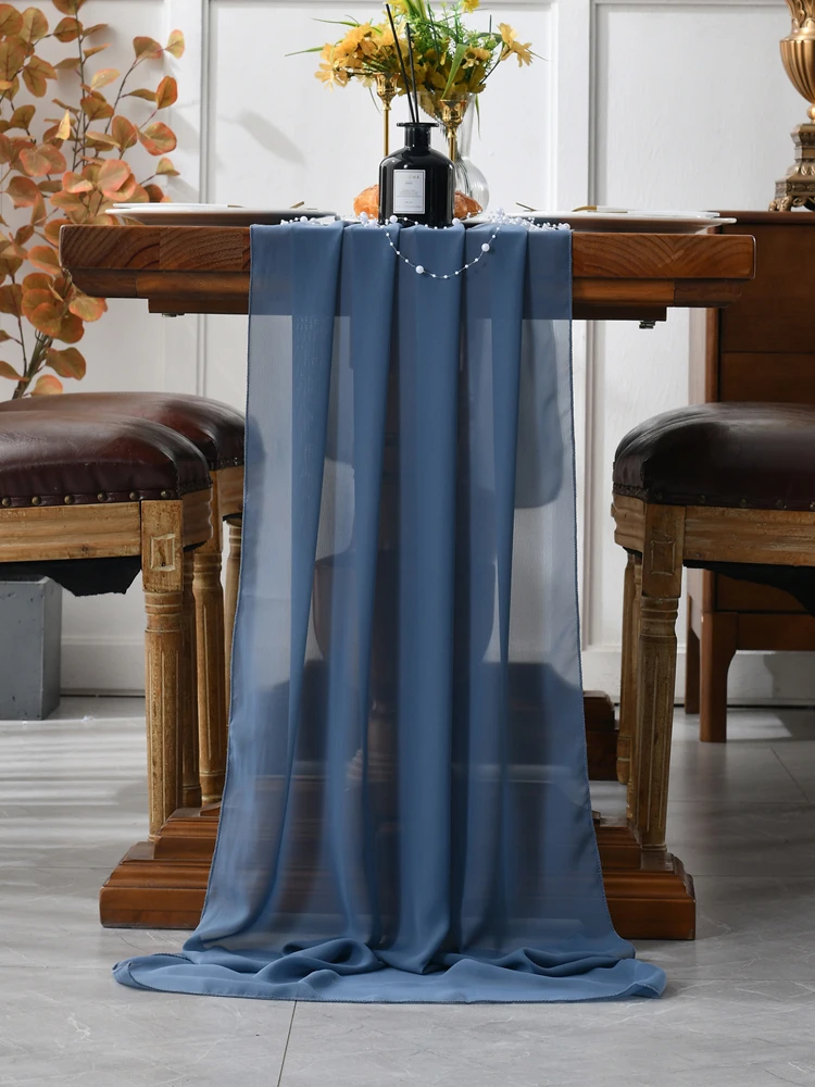 Прозрачная шифоновая роскошная однотонная скатерть в деревенском стиле бохо