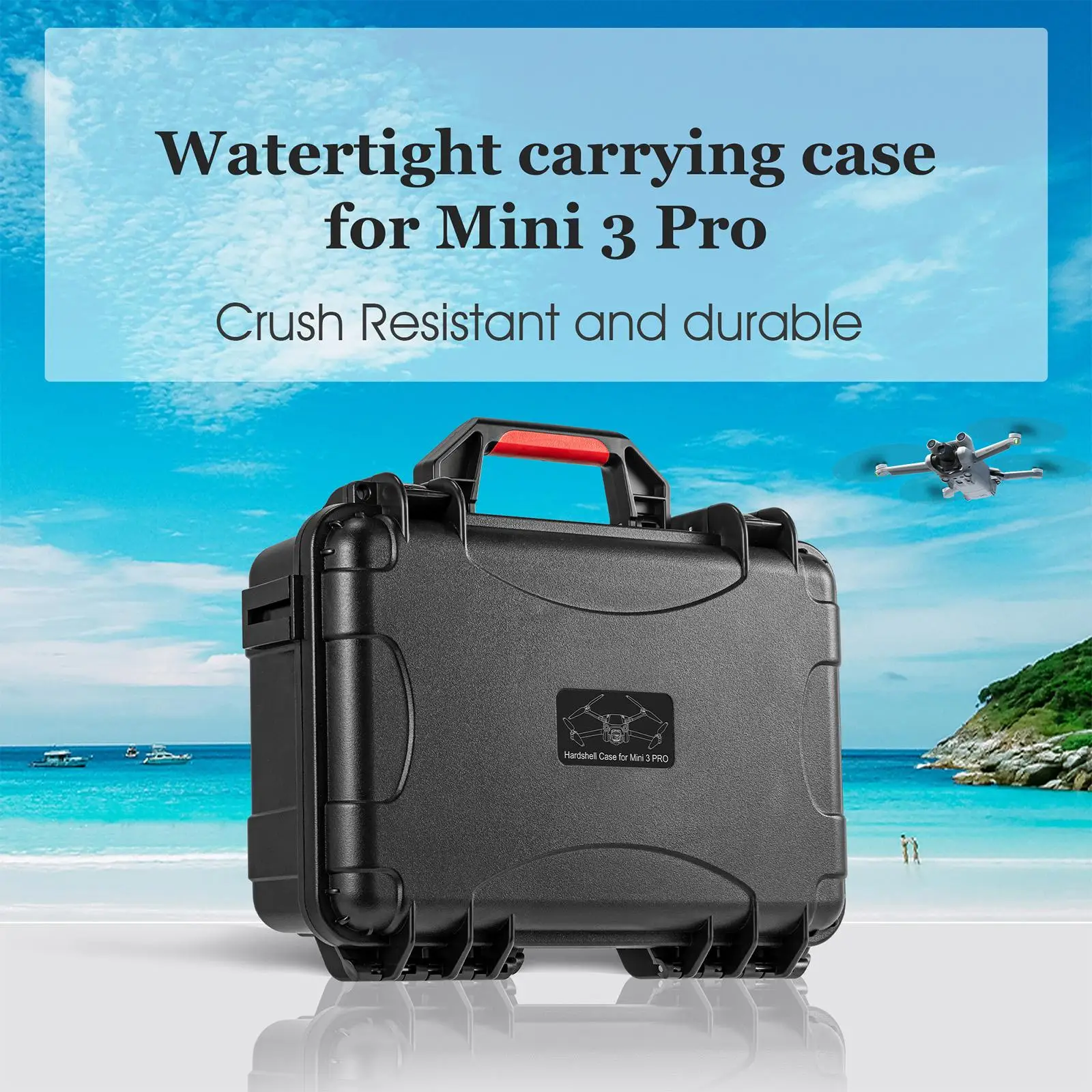 

Portable Storage Box Suitcase IP67 Waterproof Black Hard Case Organizer For DJI Mini 3 Pro Drone Controllers And Accessories
