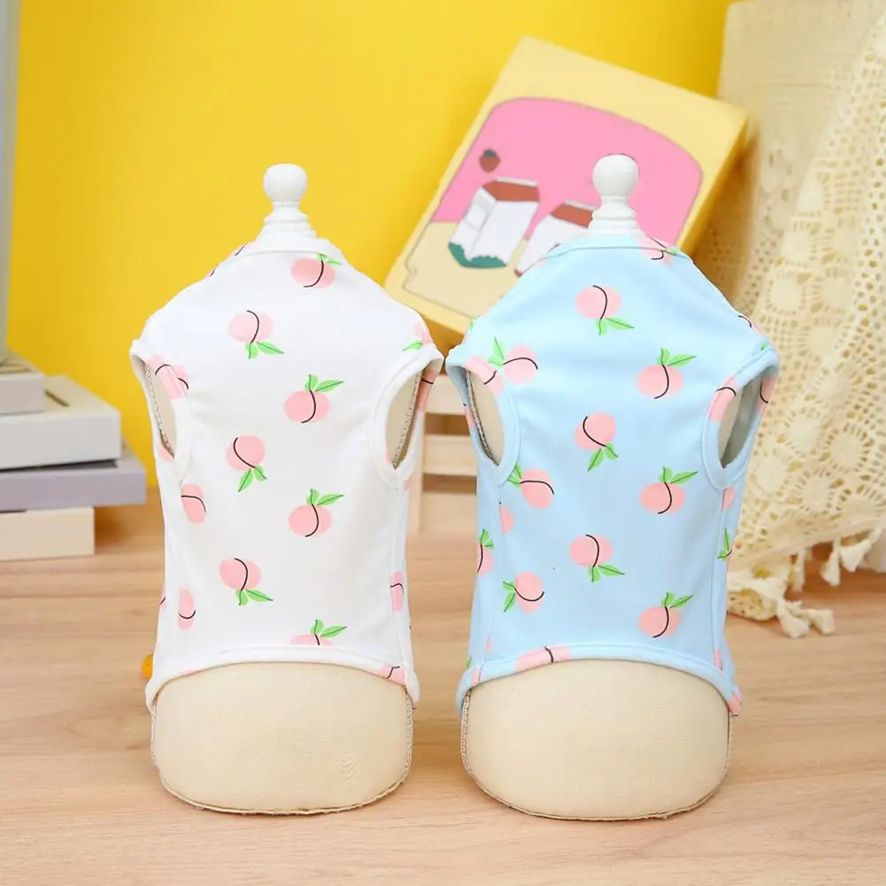 

Dog Vest Lovely with Traction Ring Peach Pattern Pet Puppy Dog Sleeveless Summer Shirt Daily Wear Dog Blouse Pet Vest