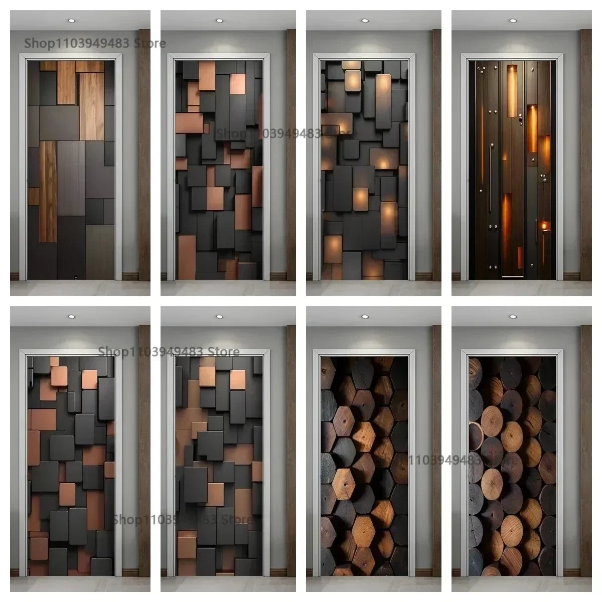 Wood Texture Series Waterproof Self-Adhesive Wallpaper Art Mural Stickers for Decor Door Cabinet Closet Ornamental