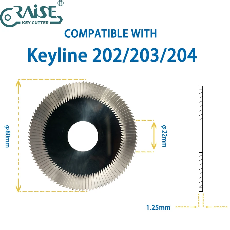 Locksmith Tools Keyline 202/203/204 Key Machine Carbide Side Milling Cutter Slotting Saw Blade FP18W/WSSG39 80X1.25X22