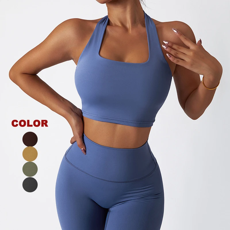 

Красивый спортивный бюстгальтер с подвеской на спине, Быстросохнущий бескорпусный Топ для фитнеса, универсальный противоударный женский ж...