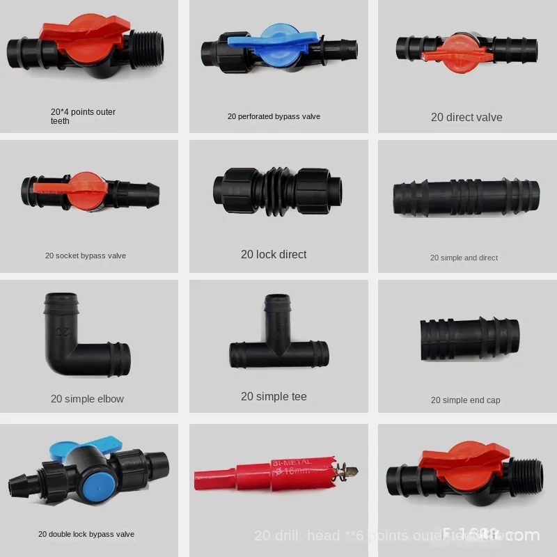 

Трубопроводные фитинги 20pE, полная коллекция сельскохозяйственной розетки с прямым клапаном