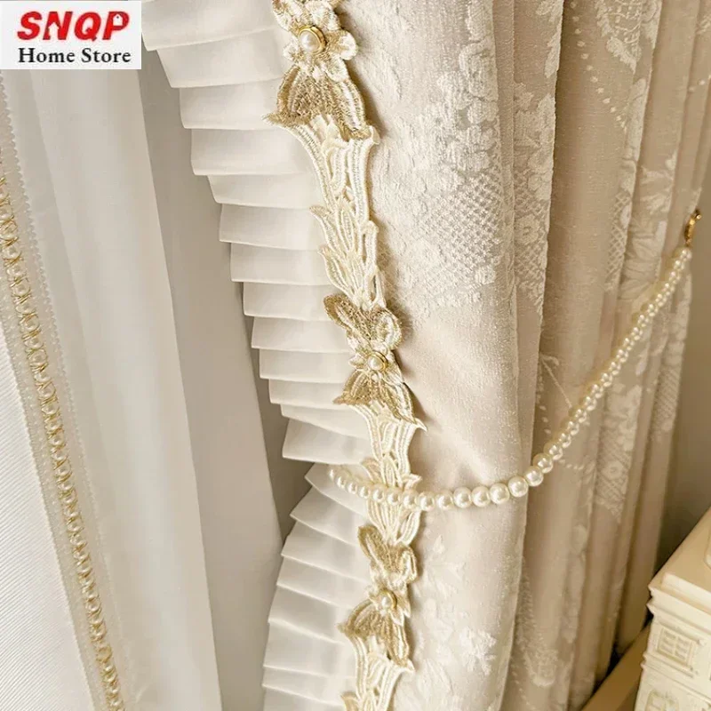 Французские романтические кремовые бежевые рельефные вышитые синельные