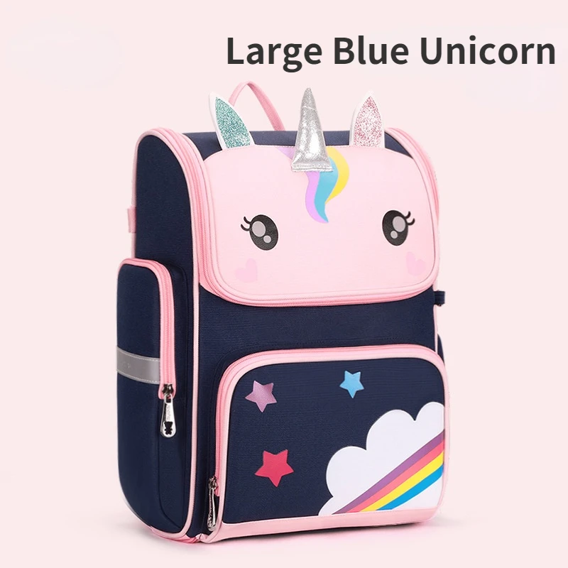 New Korean Children Cartoon Unicorn School Bags Cute Student Grade 3-6 Waterproof Load Reducing Girl Boy Travel Backpack Hot